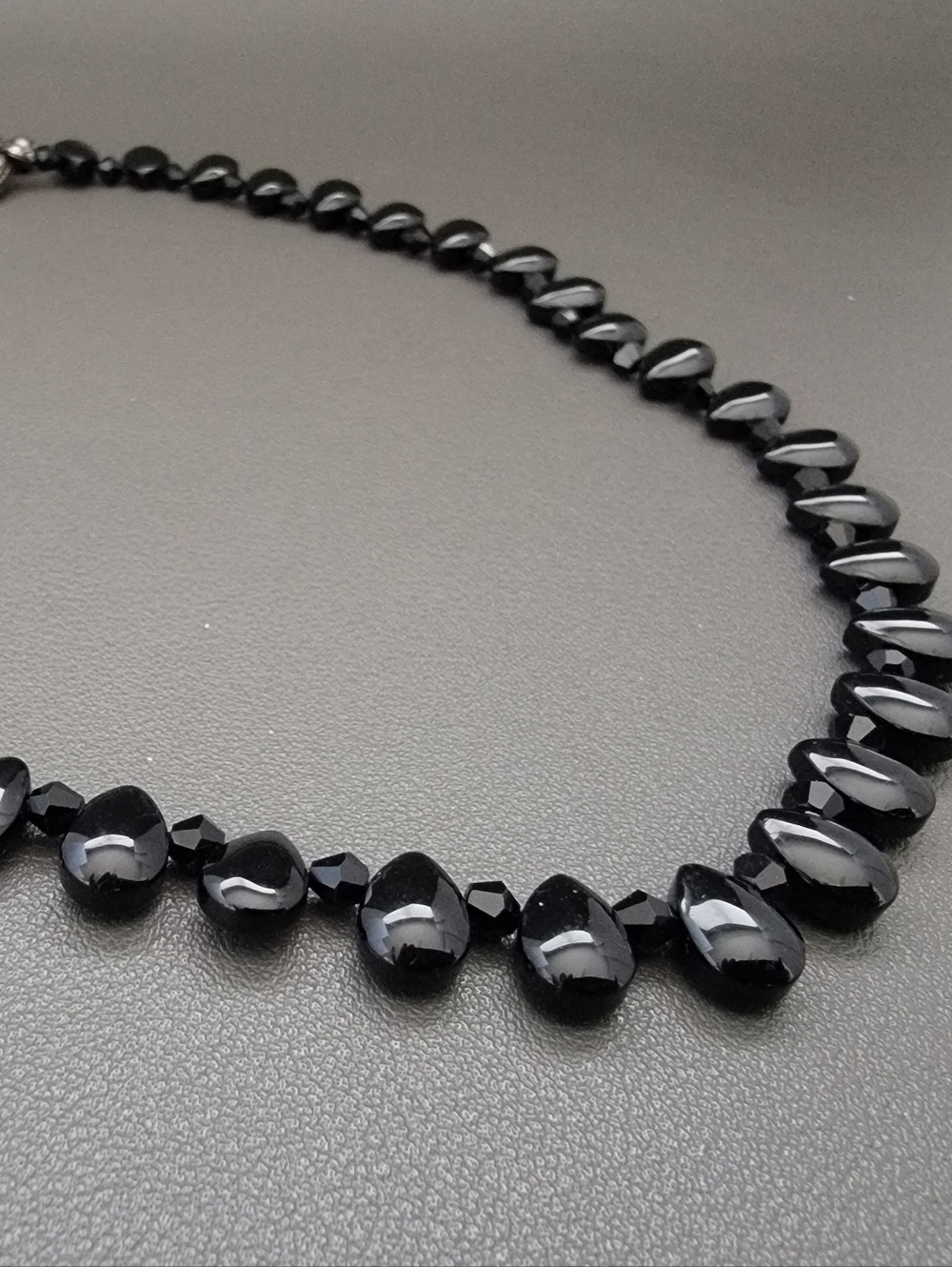 Black Glass Teardrop Necklace | Minimalist Statement Choker